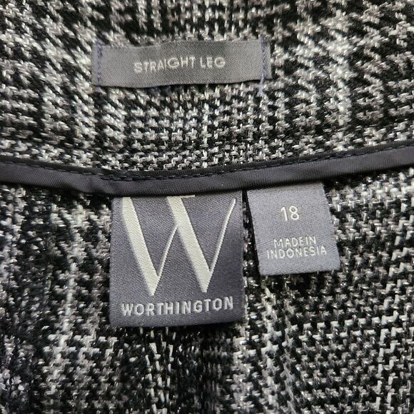Worthington Womens Metallic Plaid Trousers Straight Leg Size 18 - Picture 7 of 9